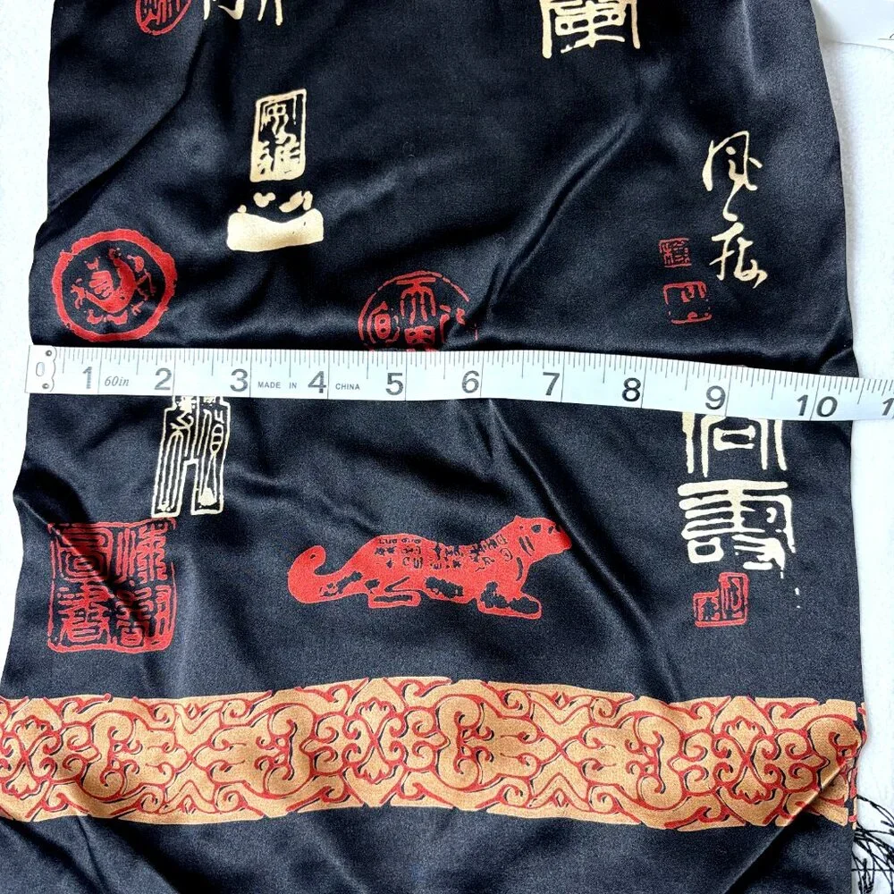 Pure Silk Black Scarf Wrap Shawl 10.5